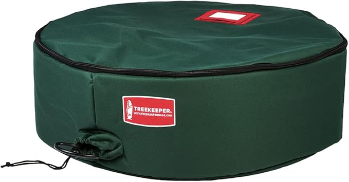 TreeKeeper 48-Inch Wreath Storage Container - Polyester, Green, Direct Suspend System, Zipper Closure, Fits Up to 48 Inch Wreaths