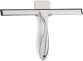 Zeerun All-Purpose Stainless Steel Shower Squeegee for Glass Doors with Adhesive Hooks, Squeegee for Shower Glass, Bathroom Household Cleaner Tool for Window Mirror Tile Wall Car, 12 inch, Silver