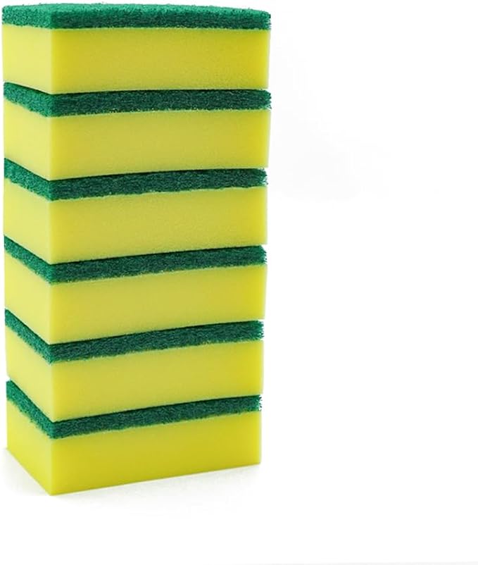 A Plus Kitchen Cleaning Sponge,Heavy Duty,Non-Scratch,High Density and for Multi-Surface Use (Homes & Offices) - 6 Pack (Yellow/Green)