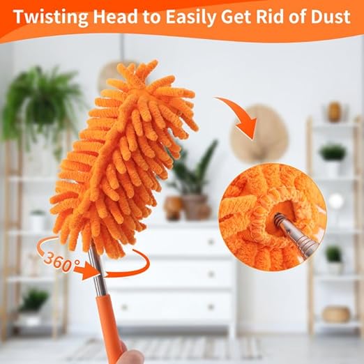 TIMIVO Mini Duster for Cleaning, 360° Bendable Hand Dusters with Extension Pole, Washable Small Duster for Car Interior, Office, Furniture