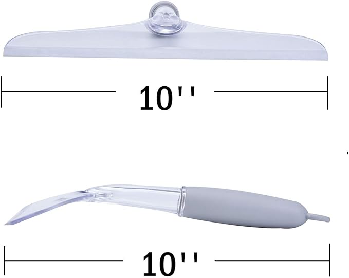 Shower Squeegee for Bathroom Glass Doors and Mirror, 10'' Rubber Window Cleaner Tool, Clear Plastic Water Wiper for Car Windshield Cleaning