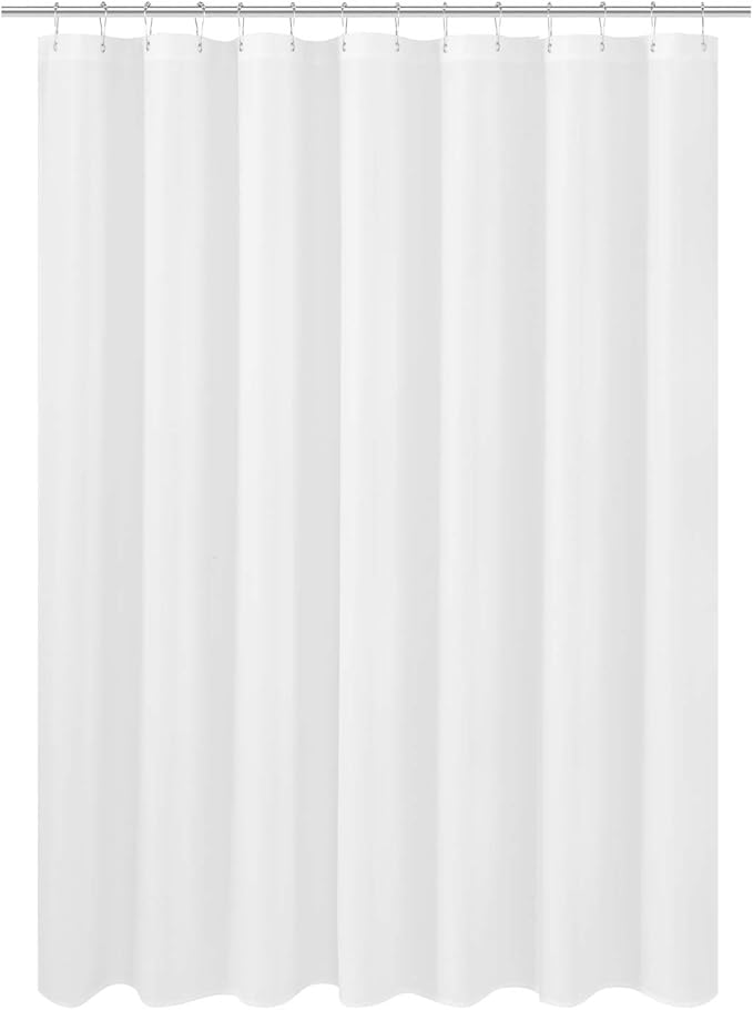 N&Y HOME Large Fabric Shower Curtain Liner 84 x 78 inches, Hotel Quality, Washable, Water Repellent, White Bathroom Curtains with Grommets, 84x78