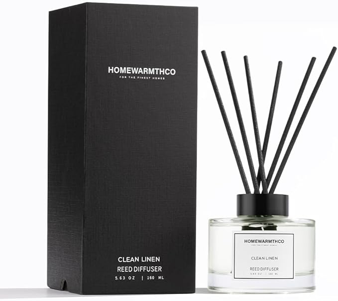 Clean Linen Reed Diffuser Set - Luxury Fragrance Reed Diffusers for Home, Office & Bathroom Décor - Long Lasting Scent Sticks Diffuser with Non-Toxic Oils (5.63 oz) (Clean Linen)