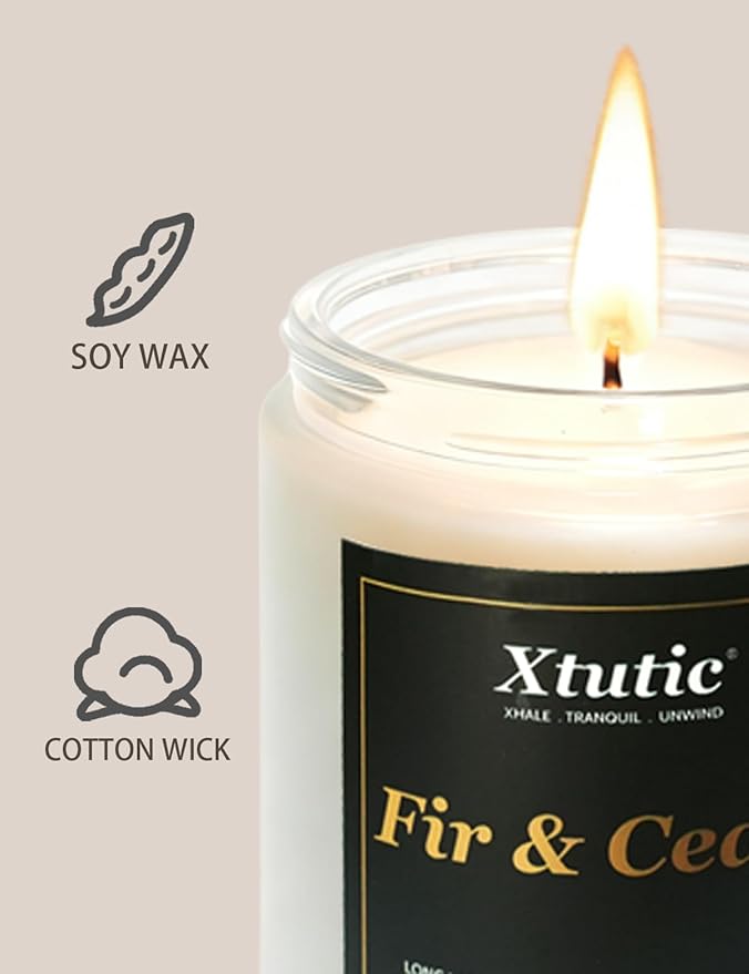 Scented Soy Candles, 7oz in White Frosted Jar - 50-Hour Burn Time, Aromatherapy Candle for Home Decor, Cozy Gifts for Any Occasion,Ideal Gifts for Women(Fir Cedar)
