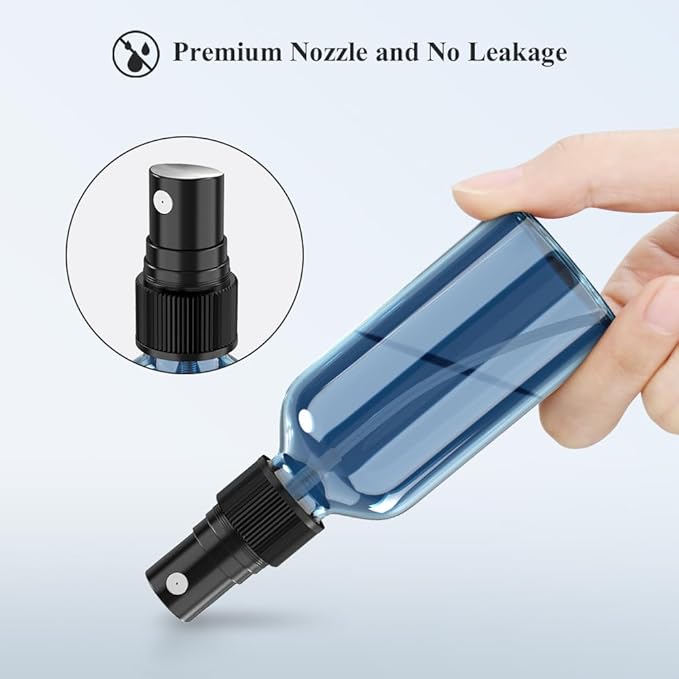 Wedama Spray Bottle, 2 oz Fine Mist Glass Spray Bottles, Little Refillable Liquid Containers for Watering Flowers Cleaning (16 Pack Indigo Blue)