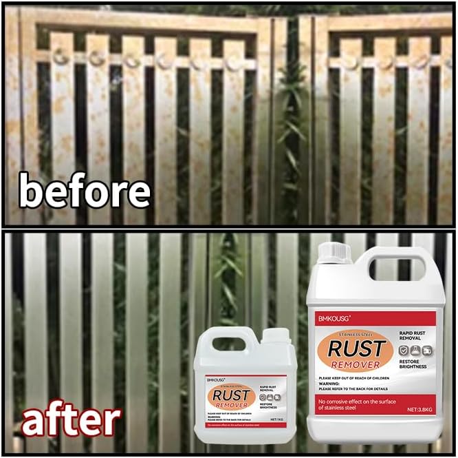 Bmkousg Stainless Steel Rust Stain Remover & Cleaner 2.2LB - Quickly Cleans Stainless Steel Appliances, Furniture, Commercial Equipment, Grills, Sinks, and Tools | Powerful & Safe Metal Rust Remover