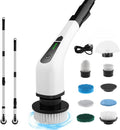Electric Spin Scrubber, Cordless Cleaning Brush with 8 Replaceable Heads, Adjustable Handle, Dual Speed Power Scrubber for Bathroom, Bathtub, Floor, Tile, and Kitchen Cleaning