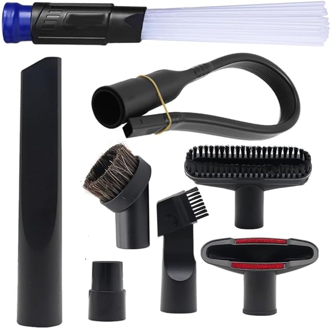 8 Pcs Household Cleaning Vacuum Cleaner Attachments Kit for Shop Vac Accessories with 1 1/4" Vacuum Brush Flexible Crevice Tool, Vacuum Cleaner Straw Tubes and Vacuum Hose Adapter Kit