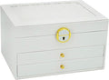 KOOAAICCHI Jewelry Box for Women, 3-Layer Jewelry Organizer, Jewelry Storage Case PU Leather for Earrings, Bracelets, Ring, Necklaces-White