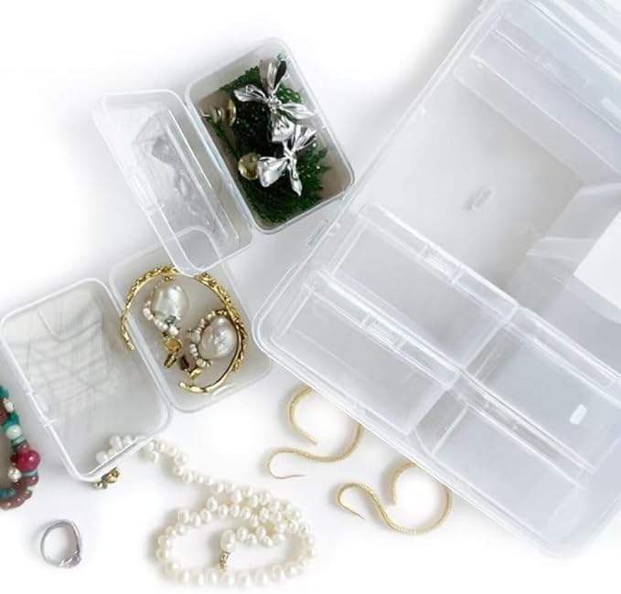 12-in-1 Multi-Functional Plastic Jewelry Organizer Box | Bead Storage Organizer with 12 Removable Compartments | Travel-Friendly Craft Organizer Box for Daily Jewelry Management (Big Box (1 pack))