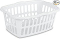 Sterilite 12-Pack Rectangular Laundry Basket, Plastic Clothes Hamper, 1.5 Bushel, White - Dirty Clothing Storage Organizer with Handles for Bedroom, Bathroom, and Closet