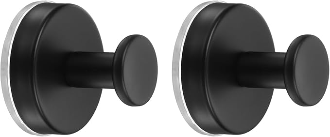 2 Pack Towel Hooks for Bathroom, Wall Hooks Suction Cup No-Drill Door Hanger Apply to Shower/Kitchen/Bedroom/Hanging Coat/Towel/Robe (Black)