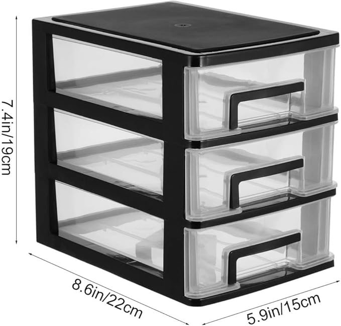 DOITOOL 3 Tier Plastic Drawer Type Closet Plastic Home Office Storage Organizer Makeup Organizer Storage Station Cubes Cosmetics Jewelry Box for Bathroom Dorm Desk Office