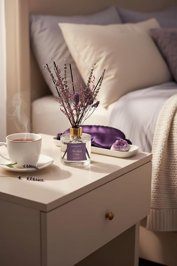 5.7 fl oz Amethyst Sage Reed Diffuser Set, Glass Bottle with Preserved Flowers, Natural Home Fragrance for Bedroom, Bathroom, Home Decor(170ml)