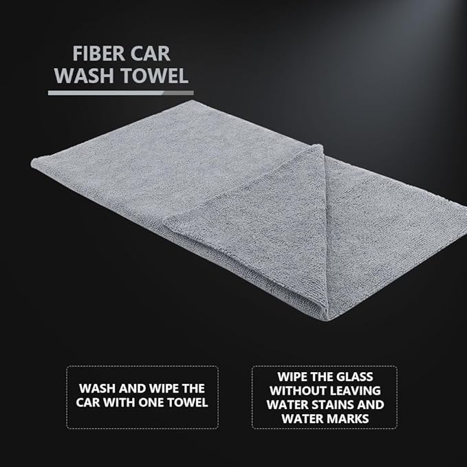 SPTA Microfiber Cleaning Cloth, Car Wash Towels, Terry Streak Free Reusable and Washable Premium Microfiber Towels for Cars, Pack of 12, 16"x16", Grey-MT041