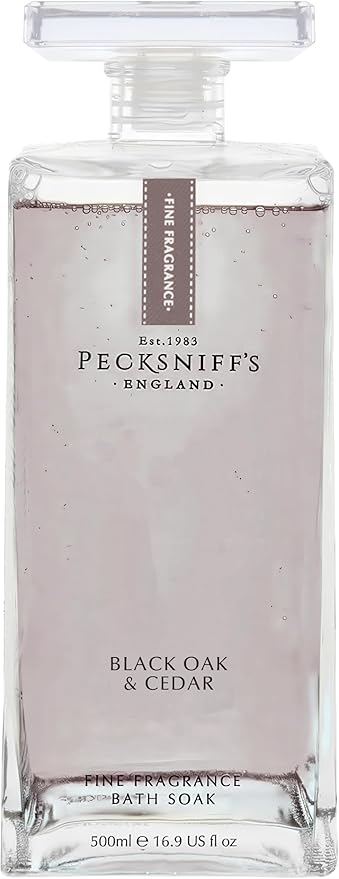 Pecksniff's Prestige Black Oak & Cedar Bath Soak Decanter | 500ml/16.9 Fl Oz