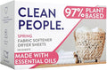 The Clean People Fabric Softener Dryer Sheets - Softens & Removes Static Cling - Vegan - Made with Essential Oils - Spring Scent, 120 Sheets