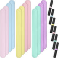 Charniol 12 Pieces Wrapping Paper Roll Holder Holiday Flip Wraps Silicone Covered Metal Strips Flip 1 x 9 Inch Stabilizer Slap Band for Poster Gift Paper Vinyl Storage Organize (Macaron Color)