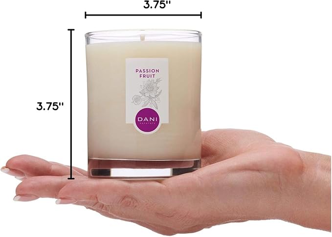 DANI Naturals Soy Candle - Passion Fruit Scent, 100% Pure Soy Wax, Kosher, Non-Toxic, Long-Lasting Burn - 7.5 oz
