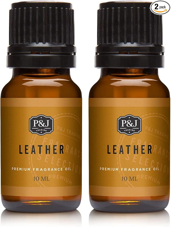 P&J Trading Leather Fragrance Oil 10ml Pack of 2 - Candle Scents for Candle Making, Soap Making Supplies, Diffuser Oil