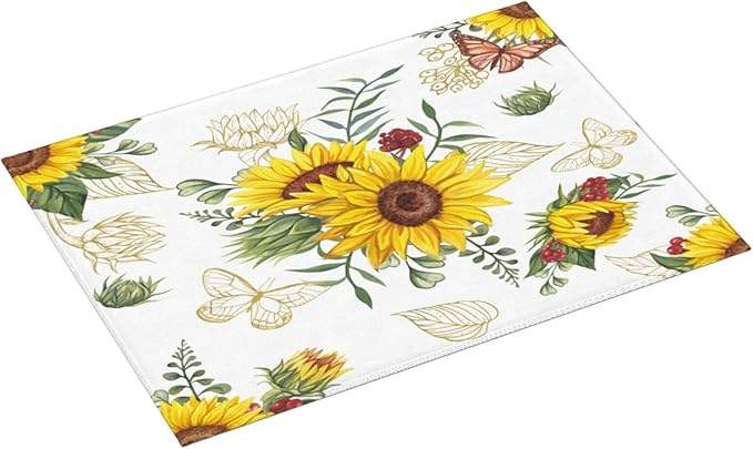 Sunflowers Dish Drying Mat Microfiber Kitchen Drying Mat Large Butterfly Dish Drying Mats for Kitchen Counter Absorbent Quick Drying Pad 18x24 Inch