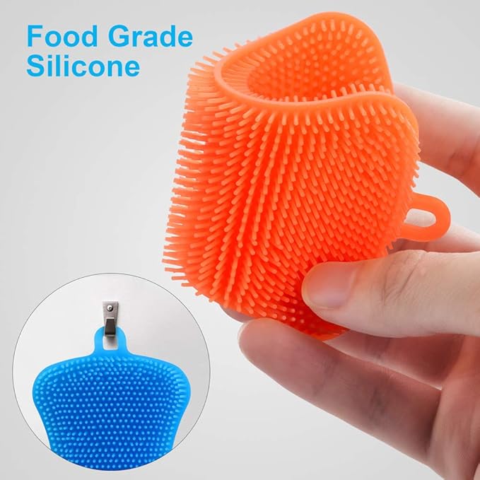3PCS OstWony Silicone Dish Sponges, Super Food-Grade Silicone Sponges, Multi-Purpose and Efficient Sponge Kitchen Gadgets, Especial Delicate Kitchen Sponge Brush