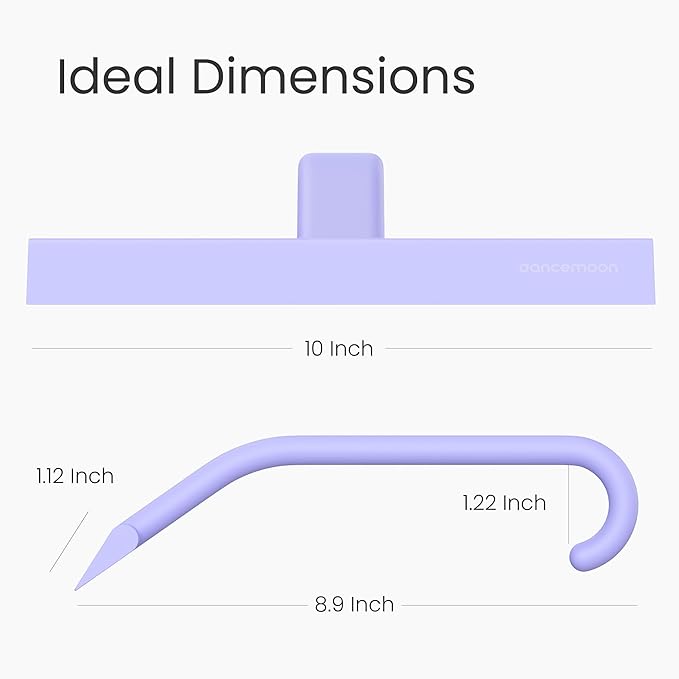 dancemoon JustHang Shower Squeegee for Glass Doors, All-One-Piece Silicone with Built-in Hook Design for Easy Hanging, Household Window Mirror Squeegee for Bathroom, Glass, Kitchen, Tile Wall, Car