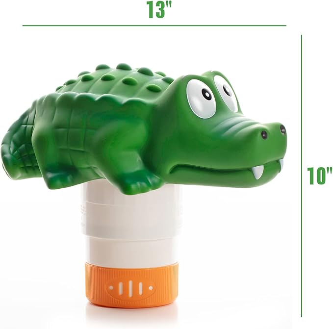 XY-WQ Chlorine Floater, Floating Pool Chlorine Dispenser (Alligator), Fits 1 and 3 Inch Tablets for Large and Small Pools, Hot Tub, Spa