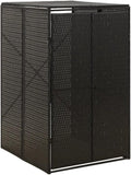 Single Wheelie Bin Shed Garbage Can Storage Shed, PE Trash Container Management Unit, Outdoor Patio Recycling Dustbin Trash Shed, Black 27.6"x31.5"x46.1" Poly Rattan -AA