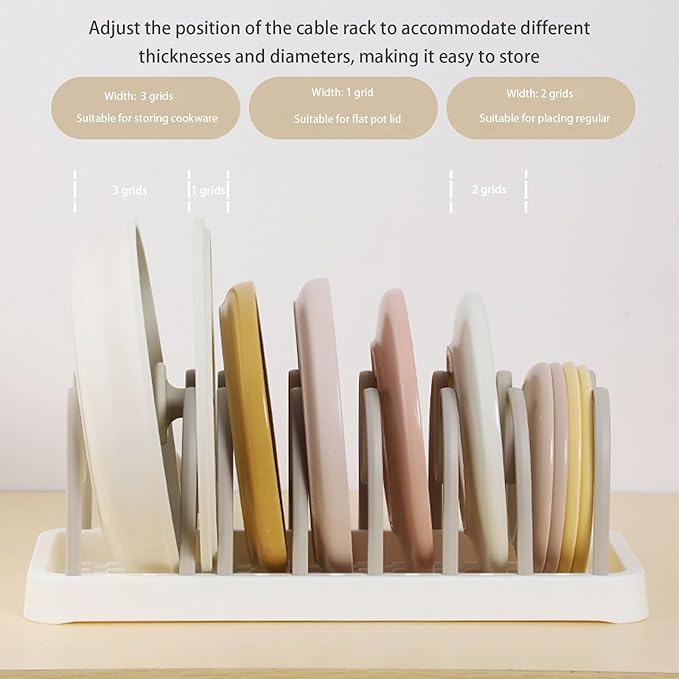 COMEOXO Pot and Pan Organizer, 8 Adjustable Compartment Pan Lid Organizer for Cabinet Drawer for Pot Lid Holder Bakeware Cutting Boards Cookware Dishes (Nordic Green)