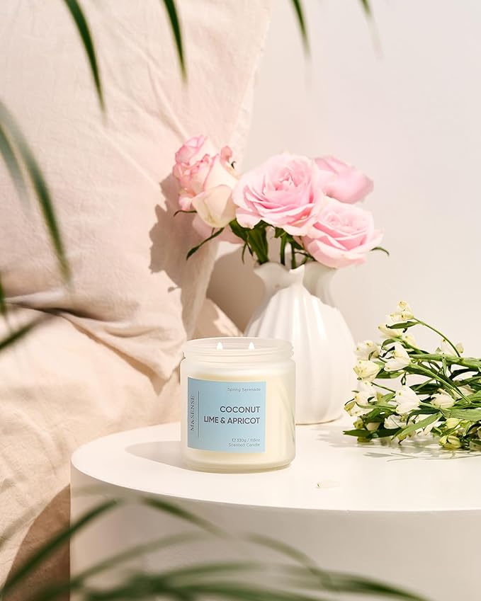 M&SENSE Coconut Vanilla Scented Candle, 70-Hour Long Lasting Burn Time 2-Wick 11.6oz Natural Soy Wax Non Toxic Candle Aromatherqapy Gifts for Home Decor Birthday Gifts