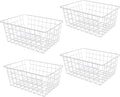 LISHINE 4 Pack Deep Freezer Organizer Bins Stackable Wire Basket for Organizing Metal Wire Storage Baskets for Pantry, Freezer Baskets for Chest Freezer, Upright Freezer