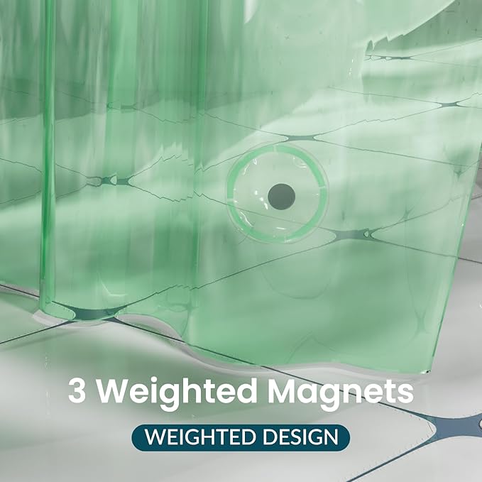 Titanker Shower Curtain Liner, Plastic Shower Liner PEVA 72 x 72 Lightweight Waterproof Shower Curtains for Bathroom with Magnets and Grommets, Forest Green