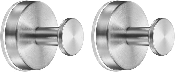 2 Pack Towel Hooks for Bathroom, Wall Hooks Suction Cup No-Drill Door Hanger Apply to Shower/Kitchen/Bedroom/Hanging Coat/Towel/Robe (Silver)