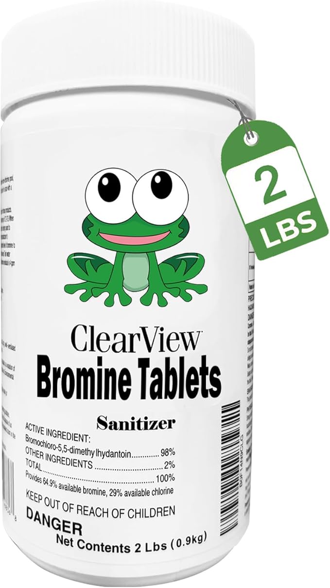 ClearView Bromine Tablets 1 Inch 2 Lbs for Spas, Brominating Tabs Chemical Sanitizer for Pools & Hot Tubs, Kill Bacteria & Algae