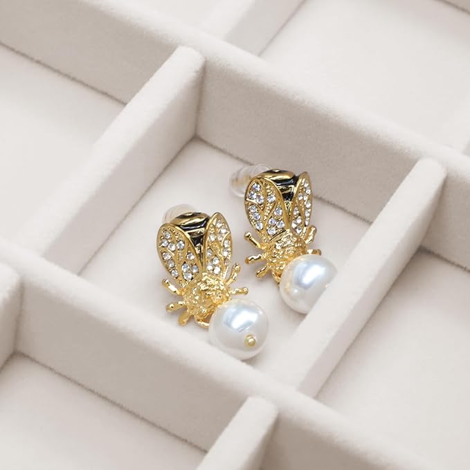 Wudygirl Jewelry Organizer Vintage Jewelry Tray Wooden Earring Holder Organizer with Clear Lid 30 Grid Jewelry Box Drawer Insert Jewelry Display Case for Women（30 Grid）