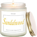Sandalwood Scented Candles for Home, Natural Soy Wax Aromatherapy Santal Candle Gifts for Women & Men, Handmade Highly Scented & Long Lasting Non Toxic Jar Candle for Stress Relief (9oz