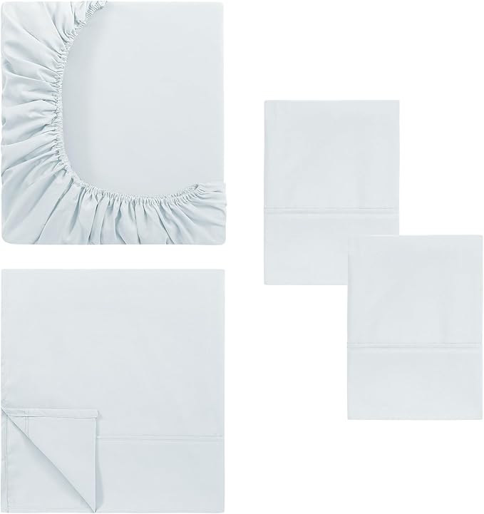 Modern Threads Soft Microfiber Solid Sheets - Luxurious Microfiber Bed Sheets - Includes Flat Sheet, Fitted Sheet with Deep Pockets, & Pillowcases White Full