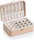 CASEGRACE 2-Layer Jewelry Box with Removable Tray, Portable Jewelry Organizer for Earrings Necklaces Rings, Gift for Women Girls on Birthday Valentine's Day (Amber powder)