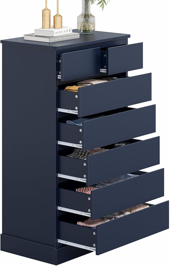 Hasuit Tall Dresser with 7 Drawers for Bedroom, 51.8'' High Chest of Drawers Storage Organizer for Closet, Modern Taller Clothes Storage Tower with Ample Storage Space, Navy Blue