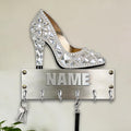 Personalized Wooden 2D Flat Print High-Heeled Shoe Wall Mounted Hook for Women Girl Family Friends Custom Name Key Storage Holder High-Heeled Shoe Coat Rack Home Dexor Gift for Living Room Hallway
