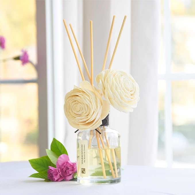 Aronica Twin Sola Diffuser - Lemon Lavender Fragrance, 160ml / 5.41 Floz, Flower Reed Diffusers Oil with Sticks for Aesthetic Home Bathroom Decor Citrus Scent for Bedroom