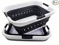 SAMMART 41L (10.8 gallon) Set of 2 Collapsible 3 Handled Plastic Laundry Basket-Foldable Pop Up Storage Container/Organizer-Space Saving Hamper/Basket (2, Black)