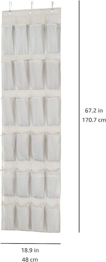 Amazon Basics Hanging Shoe Organizer Medium Pocket Light Grey | Over-the-Door, 24