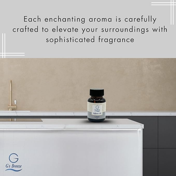 G's Breeze Linen Diffuser Oil – 60ml Soft & Soothing Linen Scent, Long-Lasting Aroma for Nurseries, Bedrooms, & Living Rooms, Easy Refill for Fragrance Oil Diffuser