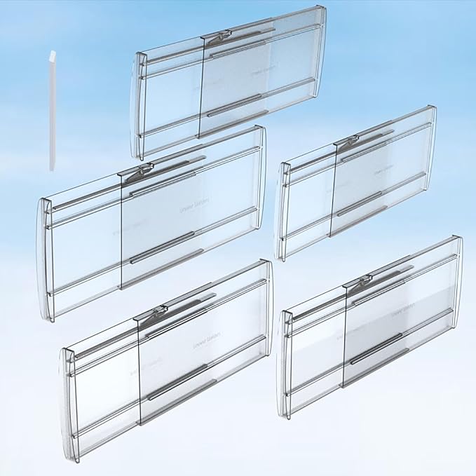 SPEREELER 5 Pack 6" High Adjustable Drawer Dividers for Clothes,Expandable From 12-20" Clear Drawer Organizers, PC Plastic Separators for Dresser/Bedroom/Bathroom/Kitchen/Office Storage