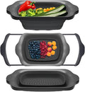 Comfify Over-the-Sink Colander with Handles – Sleek Plastic Black Kitchen Strainer for Pasta, Vegetables & Fruits – Space-Saving Design – 17.1" x 10.1" x 1.4"