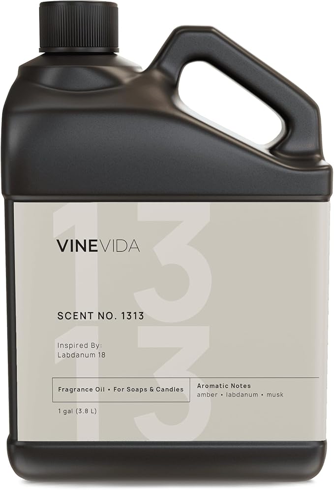 VINEVIDA Scent NO. 1313 Fragrance Oil - 1 Gallon (8lbs) - Inspired by: Labdanum 18 Fragrance Oil for Candle Making - Made in USA Candle Scents Scents for Soap Making