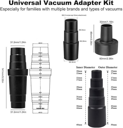 14 Pcs Household Cleaning Vacuum Cleaner Attachments Kit for Shop Vac Accessories with 1 1/4" Vacuum Brush Flexible Crevice Tool, Vacuum Cleaner Straw Tubes and Vacuum Hose Adapter Kit