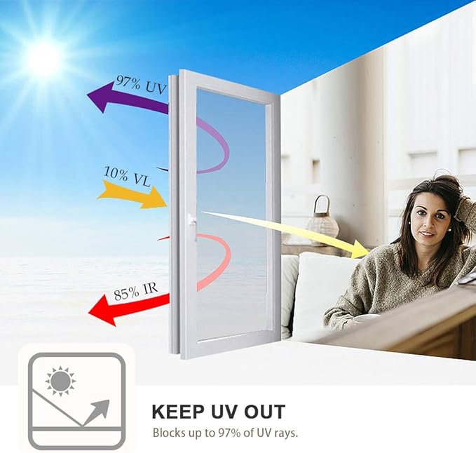 Window Privacy Film One Way Daytime Mirror Tint Treatments UV Heat Control Vinyl Stickers Sun Block Glass Paper Door Covering Reflective (Black Silver, 17.5 Inch x 15.7 Feet)